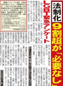LGBT法制化9割超が「必要なし」